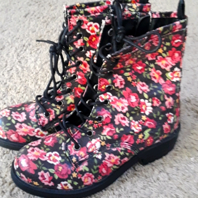 Beautiful Floral Lace-Up Madden Girl Combat Boots